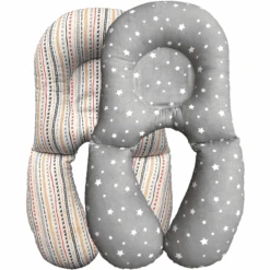 BabyDorm® Nackenkissen NeckyDorm Star Grau Mit Weißen Sternen